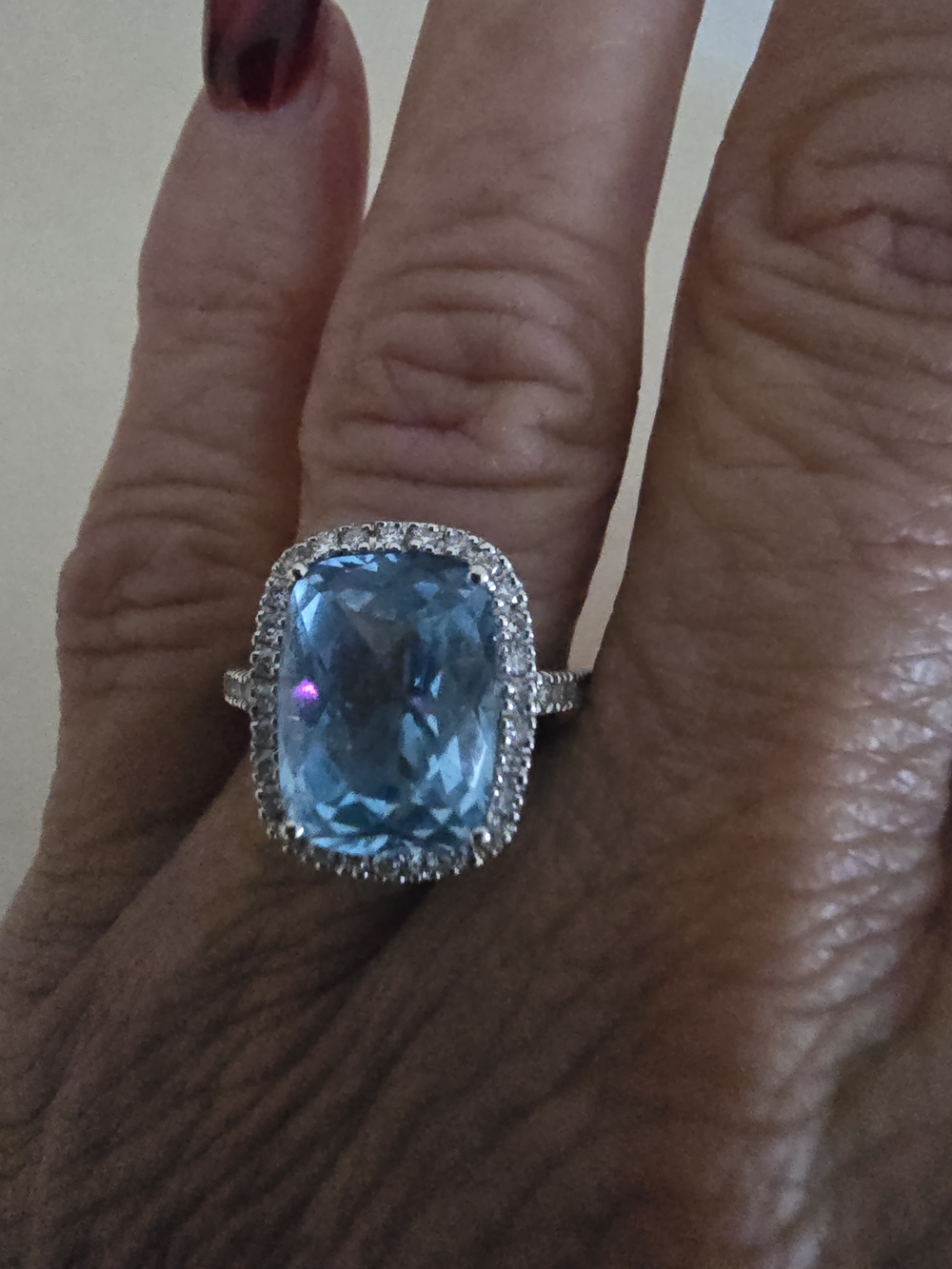 Blue Topaz and Diamond White Gold Ring - Women Jewelry
